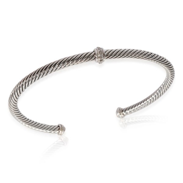 123020 av 4d065ea7 bc03 425a bd78 8ccfc8cbcca7 Sterling Silver David Yurman Cable Classic Diamond Bracelet 007 Ctw