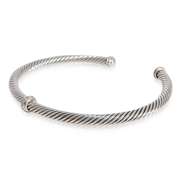 123020 sv 66f9547a c9f9 41f2 a449 0d2ac3a3b331 Sterling Silver David Yurman Cable Classic Diamond Bracelet 007 Ctw