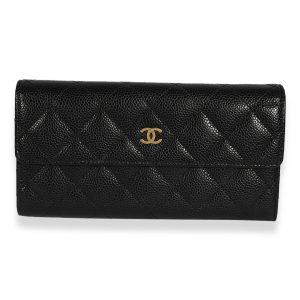 Chanel Black Quilted Caviar Long Flap Wallet Louis Vuitton Favorite PM Damier Ebene Chain Shoulder Bag Crossbody Bag Brown