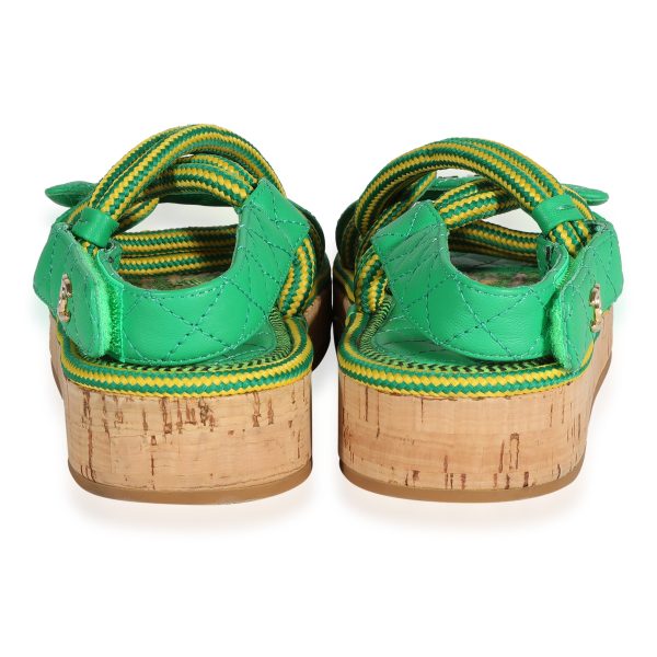 123048 bv Chanel Cord Lambskin Sandal Green Yellow