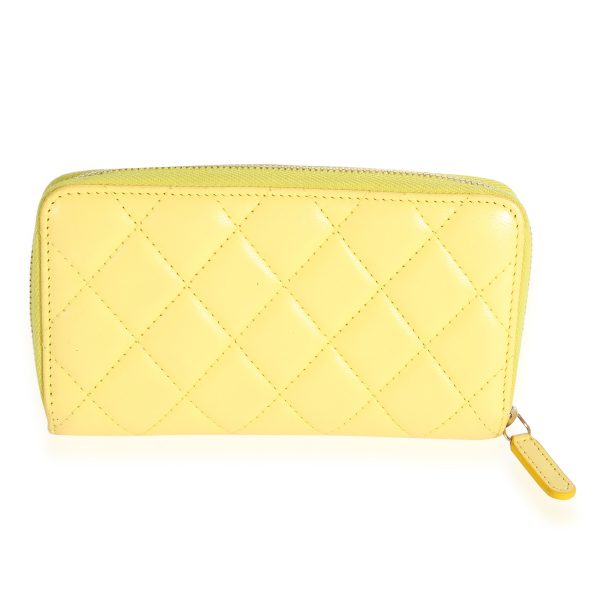 123102 bv 82ad7217 4527 4feb 9d28 15484be82726 Chanel Yellow Quilted Lambskin Medium Zip Around Wallet