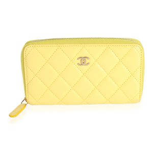 Chanel Yellow Quilted Lambskin Medium Zip Around Wallet Louis Vuitton XL Mahina Monogram Shoulder Bag