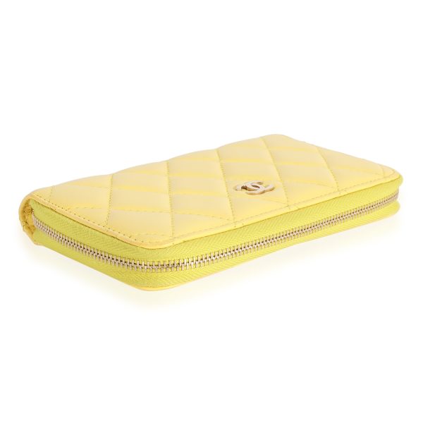 123102 stamp 81e7a6c3 38c5 43d5 9b28 44796fb90b7b Chanel Yellow Quilted Lambskin Medium Zip Around Wallet