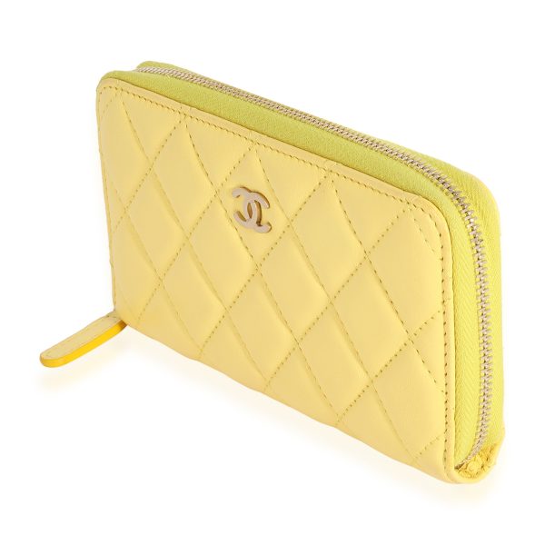 123102 sv ebf355e2 95ca 4248 941a 4eb6fc2832ac Chanel Yellow Quilted Lambskin Medium Zip Around Wallet