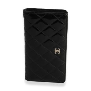 Chanel Black Quilted Patent Leather Long Flap Wallet Louis Vuitton Zippy Wallet Mahina Long Monogram