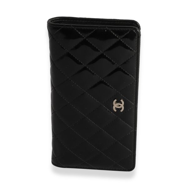 Chanel Black Quilted Patent Leather Long Flap Wallet Chanel Black Quilted Patent Leather Long Flap Wallet