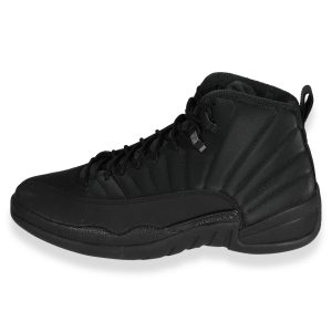 Air Jordan 12 Retro Winterized Triple Black Chanel Caviar Skin Coco Mark Chain Tote Bag Black