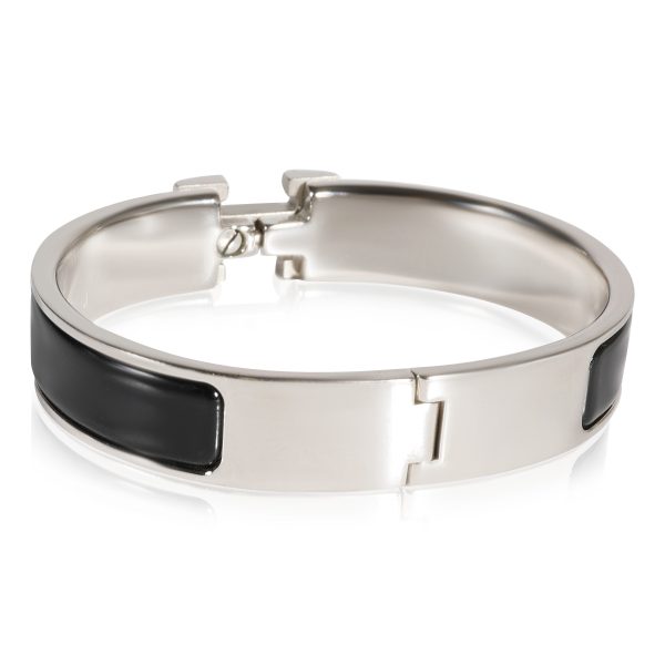 123208 pv 65e2e99c b5cb 416d 93c2 d38f03c9cf55 Hermès Plated Clic H Bracelet in Noir