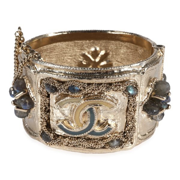 Chanel 2012 Autumn Collection Wide Bangle With Faceted Gemstones CC Logo Chanel 2012 Autumn Collection Wide Bangle With Faceted Gemstones CC Logo