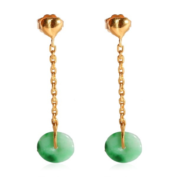 Jade Drop Earrings in 24k Yellow Gold Jade Drop Earrings in 24k Yellow Gold