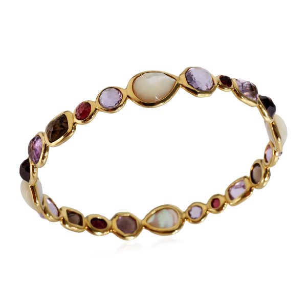 123241 bv Ippolita Gelato Bangle With Multicolor Faceted Gemstones in 18K Yellow Gold