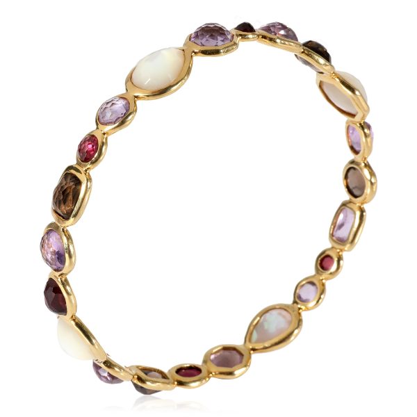 123241 pv Ippolita Gelato Bangle With Multicolor Faceted Gemstones in 18K Yellow Gold