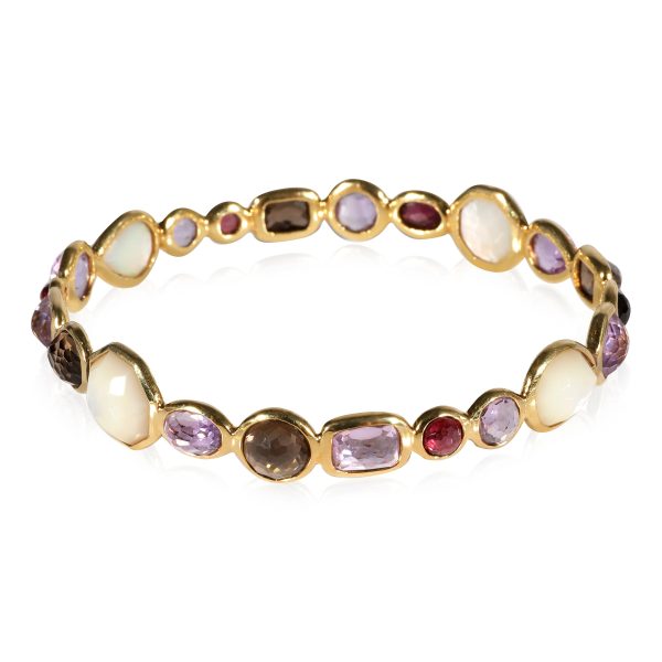 123241 sv Ippolita Gelato Bangle With Multicolor Faceted Gemstones in 18K Yellow Gold