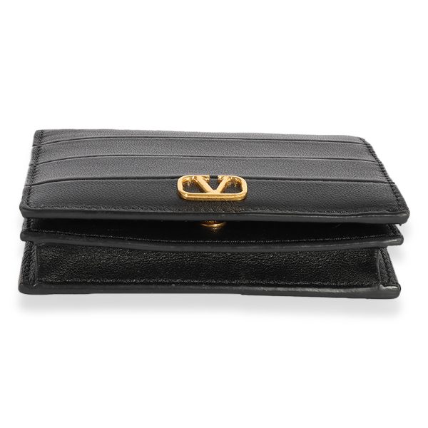 123416 box 1166c2a4 5af2 46a5 ba5b ae8e3f766a63 Valentino Black Leather VLogo Card Holder Wallet