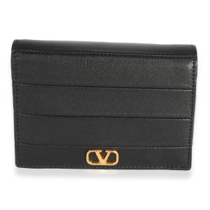 Valentino Black Leather VLogo Card Holder Wallet Christian Dior Book Tote Houndstooth Canvas Tote Bag Small Black White