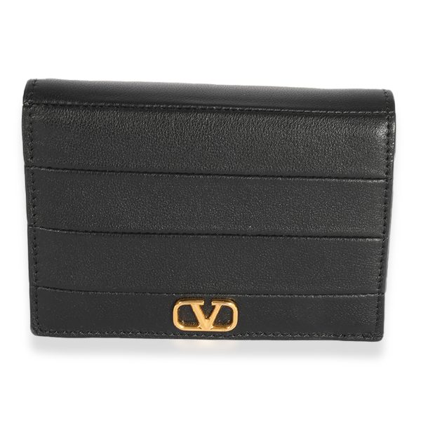 Valentino Black Leather VLogo Card Holder Wallet Valentino Black Leather VLogo Card Holder Wallet