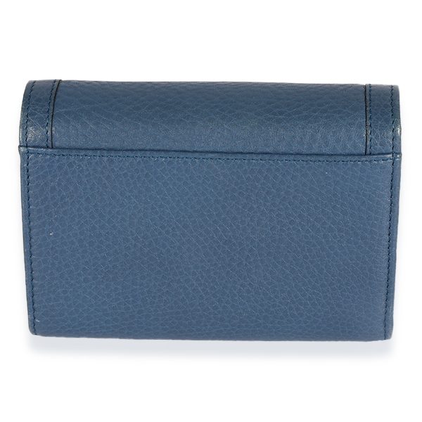 123424 pv 5f383a13 4cad 4448 8107 f429db124602 Gucci Blue Pebbled Leather Bamboo Trifold Wallet