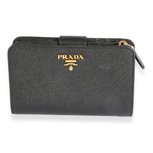 Prada Black Saffiano French Wallet Chanel Lamb Matelasse Fringe Shoulder Bag Lambskin Black