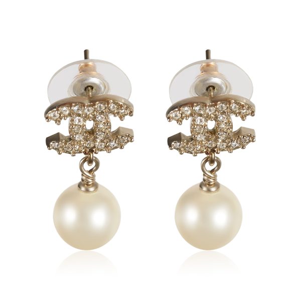 Chanel Pearl and Strass CC Drop Earrings Chanel Pearl and Strass CC Drop Earrings