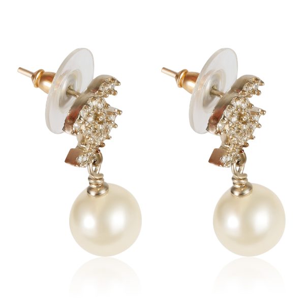 123471 sv Chanel Pearl and Strass CC Drop Earrings