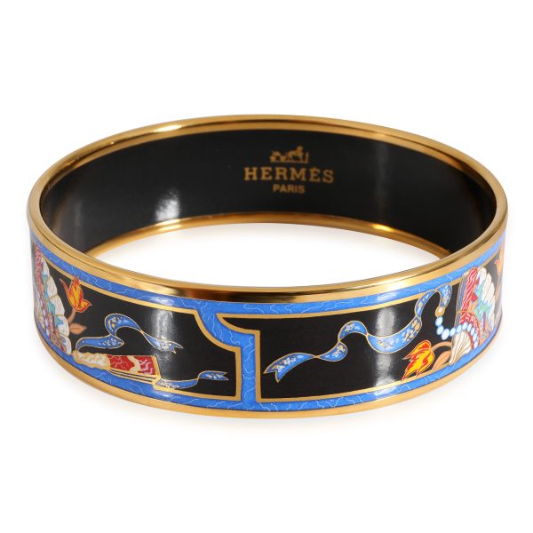 Hermes Plated Blue Folding Fan Design Wide Enamel Bracelet Hermes Plated Blue Folding Fan Design Wide Enamel Bracelet