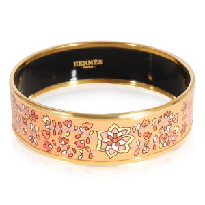 Hermès Plated Enamel Bracelet with Flower Design Cart