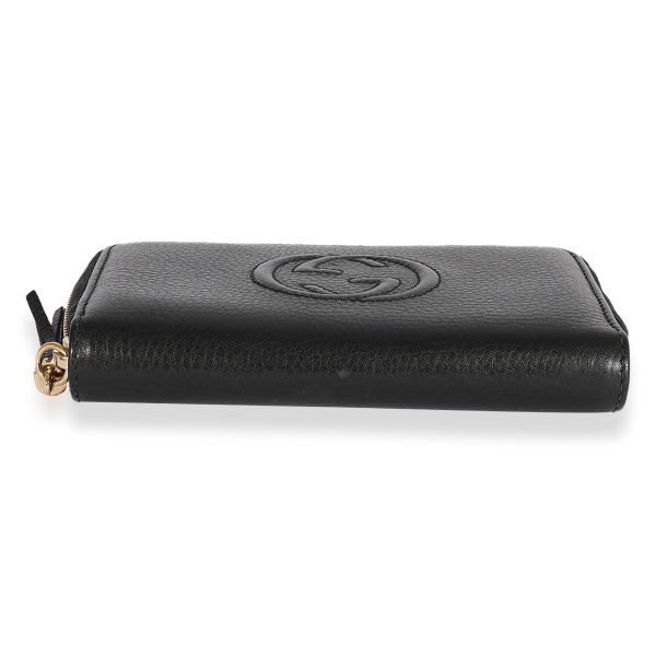 123706 stamp Gucci Black Pebbled Leather Soho Zip Around Wallet