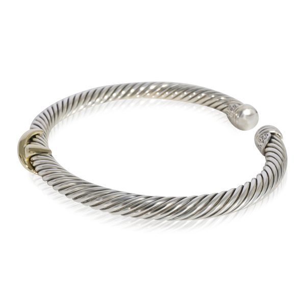 123850 sv David Yurman Cable Collection X Bangle in 14k Yellow GoldSterling Silver