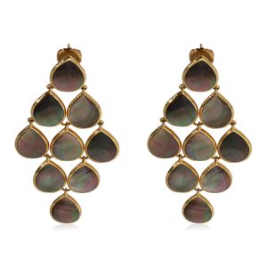 Ippolita Rock Candy Black Mother Of Pearl Cascade Earrings 18K Yellow Gold Prada Saffiano Tote Bag