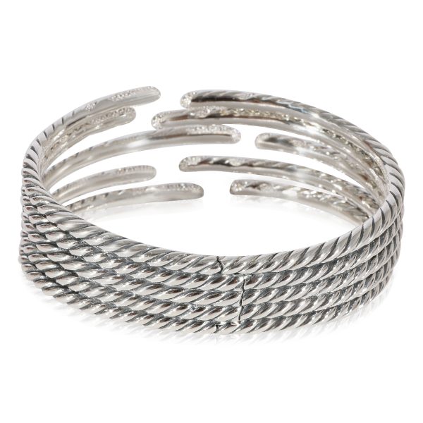 123919 bv David Yurman Willow Diamond Open Hinged Cuff Sterling Silver 135 CTW