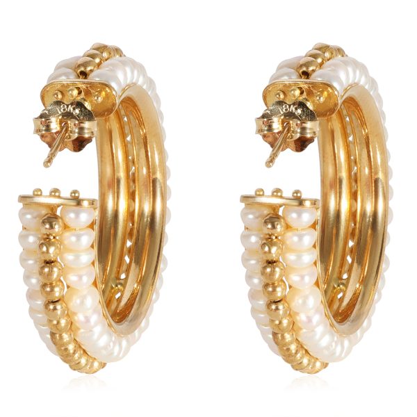 123931 av Le Gi Hoop Seed Pearl Earrings in 18k Yellow Gold