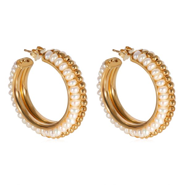 123931 sv Le Gi Hoop Seed Pearl Earrings in 18k Yellow Gold