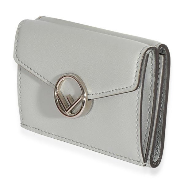 123994 sv Fendi Gray Smooth Calfskin Micro Trifold Wallet