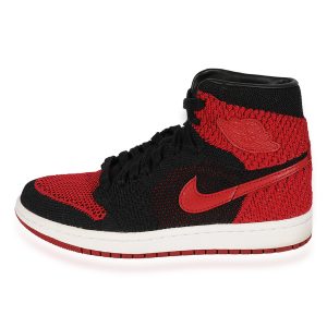 Jordan 1 Retro High Flyknit Bred Louis Vuitton Bellevue GM Monogram Vernis Shoulder Tote Bag Red