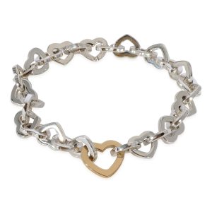 Tiffany Co Heart Link Bracelet in 18k Yellow GoldSterling Silver Prada Saffiano Round Zipper Long Wallet Nero