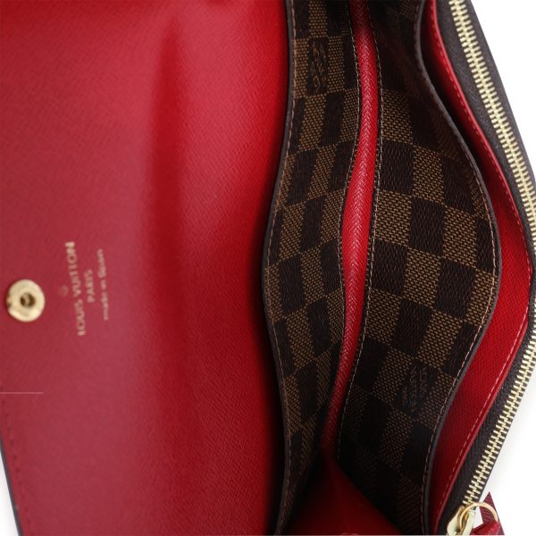 124256 bv b3c509b9 9009 4f0e bd8a 3b7672043545 Louis Vuitton Damier Ebene Red Leather Emilie Wallet