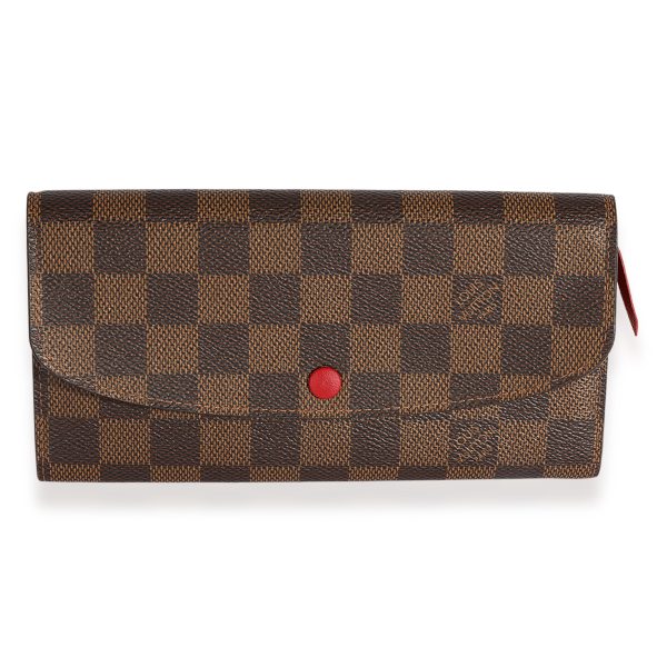 Louis Vuitton Damier Ebene Red Leather Emilie Wallet Louis Vuitton Damier Ebene Red Leather Emilie Wallet