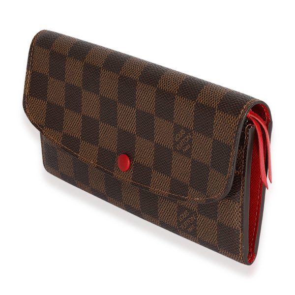 124256 sv 3db8dfce 8d89 4269 90a7 4c7b75be1abb Louis Vuitton Damier Ebene Red Leather Emilie Wallet