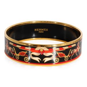 Hermès Plated Black Background Enamel Wide Bracelet with Calache Design 62MM LOUIS VUITTON Monogram Vernis Zippy Compact Wallet Leather Green