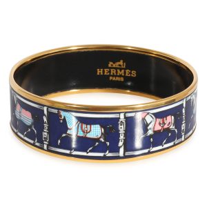 Gold Tone Hermes Wide Enamel Couvertures et Tenues de Jour Bangle Louis Vuitton Keepall Bandouliere 60 Travel Bag Monogram Brown