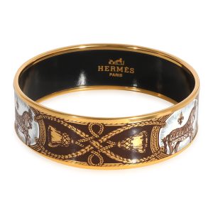 Hermes Plated Brown Enamel Grand Apparat Wide Bracelet 67MM Prada Kanapa 2WAY Bag Canvas Black