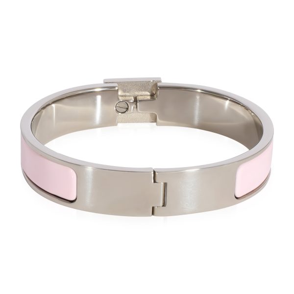 124306 av a6efd5d9 feb3 48ed 91a0 541eaab346cb Hermès Rose Dragée Enamel Clic Cadenas Bracelet Palladium Plated