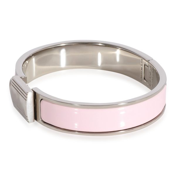 Palladium Plated Hermès Rose Dragée Enamel Clic Cadenas Bracelet Palladium Plated