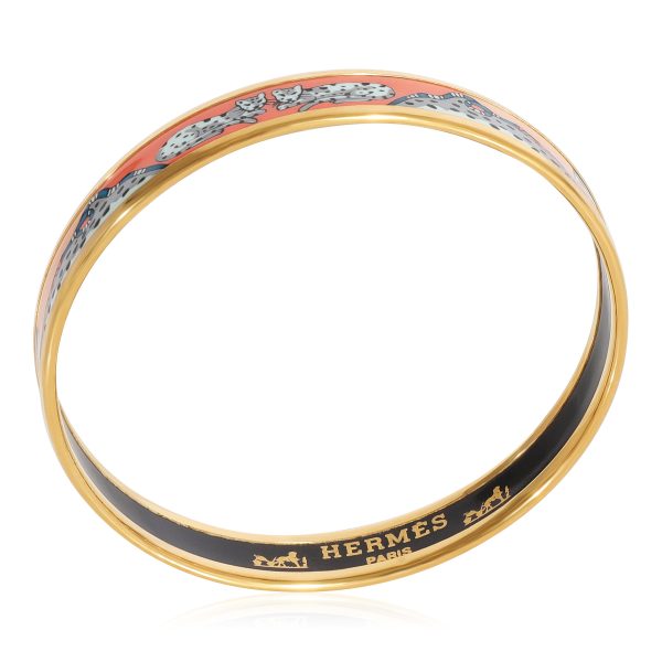 124325 av Hermès Narrow Enamel Bracelet with Leopard Design