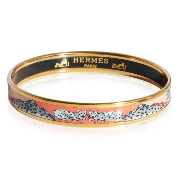 Hermès Narrow Enamel Bracelet with Leopard Design Hermès Narrow Enamel Bracelet with Leopard Design