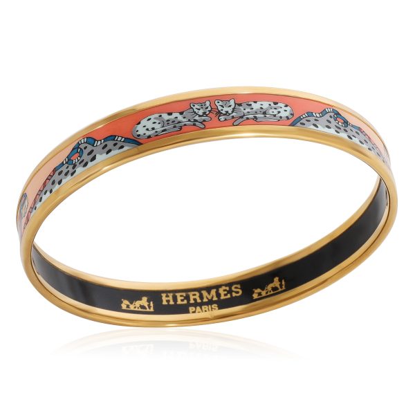 124325 pv Hermès Narrow Enamel Bracelet with Leopard Design