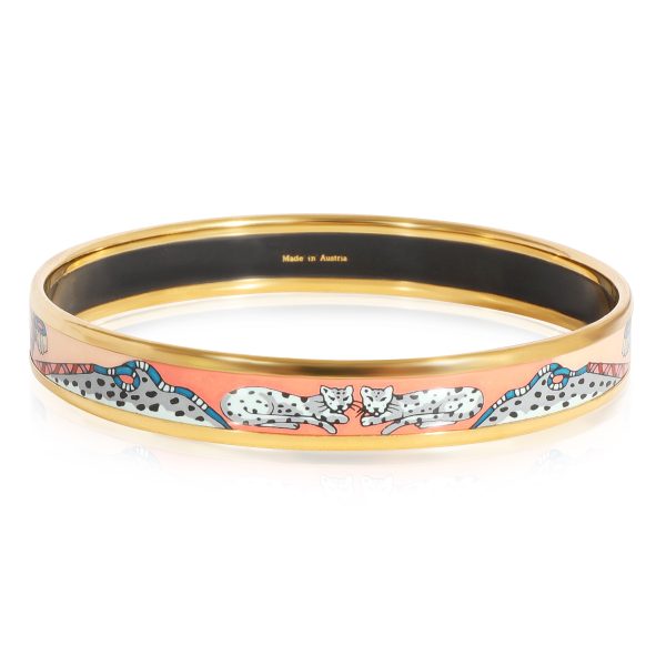 124325 sv Hermès Narrow Enamel Bracelet with Leopard Design