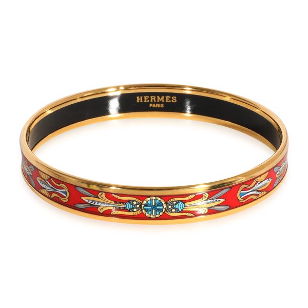 Hermès Plated Narrow Red Enamel Dream Catcher Bracelet 62MM Hermès Plated Narrow Red Enamel Dream Catcher Bracelet 62MM