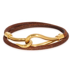 Gold Tone Hermès Jumbo Hook Double Tour Wrap Bracelet Chloe Shoulder Bag Pochette Suede Black