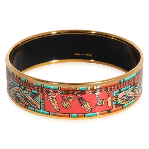 124331 sv c01ba563 e1f4 4433 94bd e6fb1aac2978 Hermès Plated Wide Enamel Bracelet with Braiding and Charms